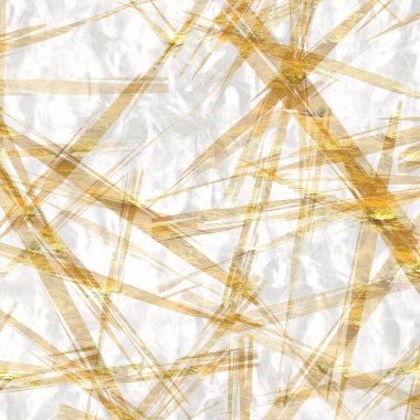 Altın metalik el yapımı pirinç kağıdı dokusu. Pürüzsüz washi tabakası ve bulanık altın metal pulları. Modern düğün dokusu, zarif kırtasiye ve asgari Japon tarzı tasarım unsurları için..