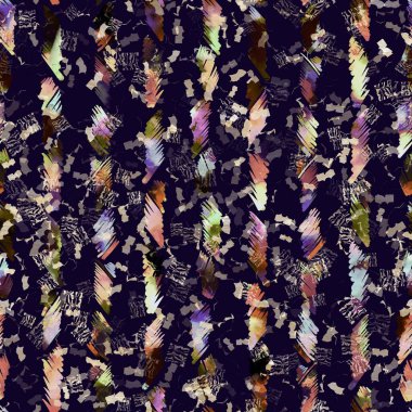 Egzotik renkli boho çizgili çizgi izi. Kusursuz sonbahar karanlık zemini detaylı tekrarlama kalıbı. Zarif doğrusal suluboya aralıklı boyalı. Yumuşak döşeme kumaşı veya kış modası tekstili.