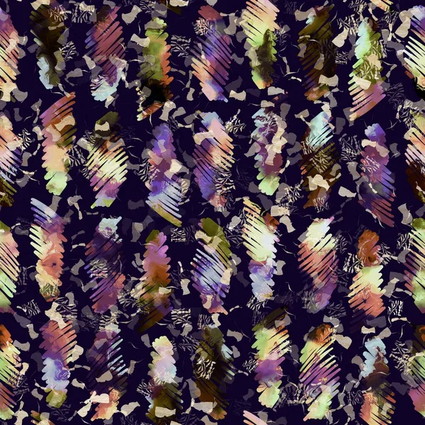 Εξωτικό πολύχρωμο boho ριγέ σχέδιο γραμμής. Απρόσκοπτη φθινοπωρινό σκοτεινό έδαφος λεπτομερές επαναλαμβανόμενο μοτίβο. Κομψό γραμμικό υδατογράφημα με διάστιχο βαμμένο στυλ. Μαλακό ύφασμα επίπλωσης ή ύφασμα χειμερινής μόδας. — Φωτογραφία Αρχείου