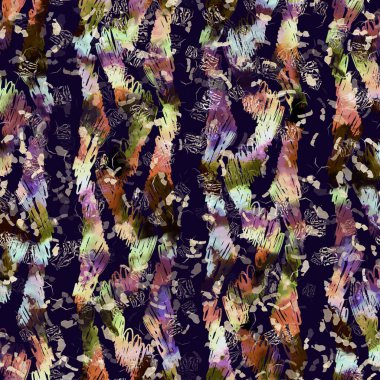 Egzotik renkli boho çizgili çizgi izi. Kusursuz sonbahar karanlık zemini detaylı tekrarlama kalıbı. Zarif doğrusal suluboya aralıklı boyalı. Yumuşak döşeme kumaşı veya kış modası tekstili.