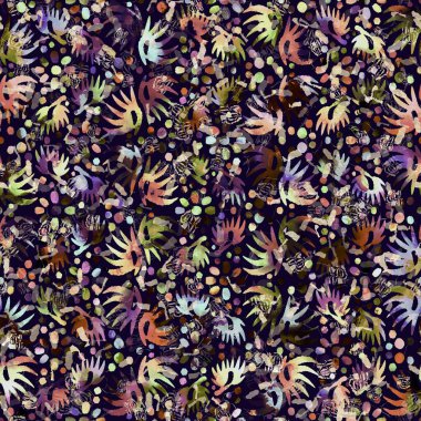 Egzotik renkli boho çiçekli kamuflaj izi. Kusursuz sonbahar koyu zemin detaylı tekrarlama deseni.