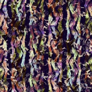 Egzotik renkli boho çizgili çizgi izi. Kusursuz sonbahar karanlık zemini detaylı tekrarlama kalıbı. Zarif doğrusal suluboya aralıklı boyalı. Yumuşak döşeme kumaşı veya kış modası tekstili.