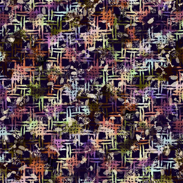 Egzotik renkli boho geometrik kamuflaj izi. Kusursuz sonbahar koyu zemin detaylı tekrarlama deseni.