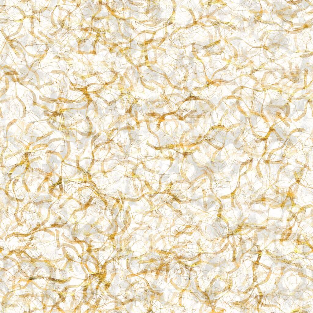 Gold metallic handmade rice paper texture. Seamless washi sheet background with golden metal flakes. For modern wedding texture, elegant stationery and minimal japanese style design blur elements