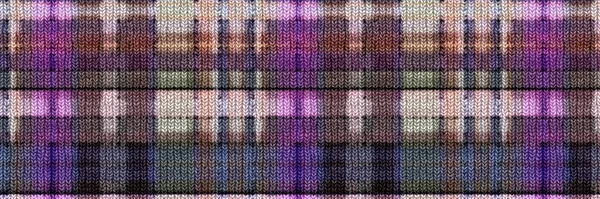 Classic winter tartan knit wol plaid seamless edging border. Latar belakang trim pemeriksa gingham. Woven scottish maskulin tweed efek kerajinan jahitan pita banner. — Stok Foto