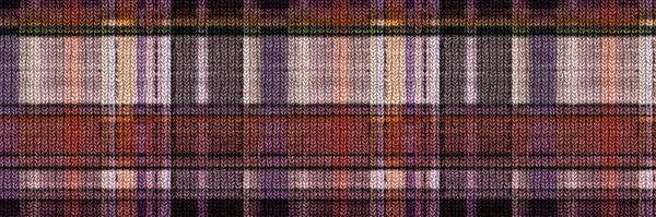 Klasszikus téli tartán kötött gyapjú kockás zökkenőmentes szegély. Retro gingham ellenőrző berendezés háttér. Szövött skót férfi tweed öltés kézműves hatás szalag banner. — Stock Fotó