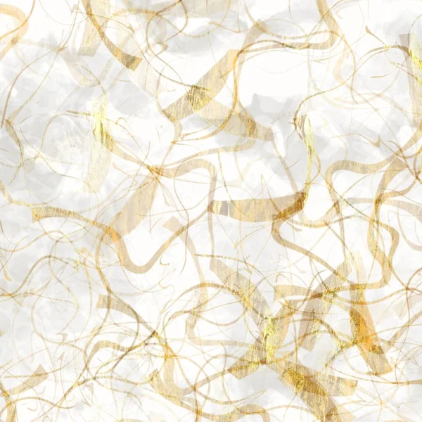 금속제 손으로 쌀 종이 질감을 만들었습니다. 바다없는 와시 시트의 배경에 황금빛 흐릿 한 금속 조각들이 있다. 현대의 웨딩 질감을 위해,우아 한 문구와 최소한의 일본 스타일 디자인 요소. — 스톡 사진