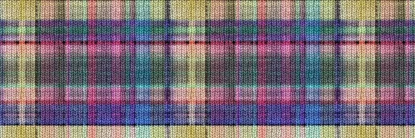 Classic winter tartan knit wol plaid seamless edging border. Latar belakang trim pemeriksa gingham. Woven scottish maskulin tweed efek kerajinan jahitan pita banner. — Stok Foto
