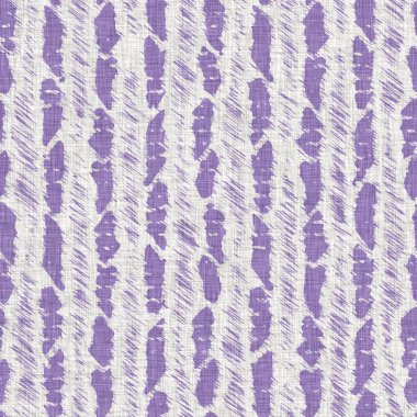 Lavanta çiftliği kırık şerit deseni. Çizgili ülke çizgileri parmak izlerinin üzerine örülmüş. Mor rustik baskılı kumaş efekti. Provence stili, pejmürde ev dekoru kumaşı..