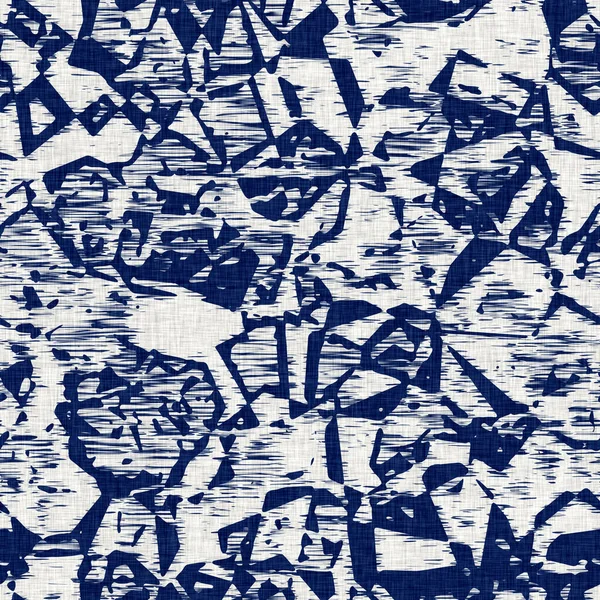 Indigo gefärbter Stoff mit Geo-Formmuster. Nahtlose textile Modetuch Farbstoff widerstehen auf dem ganzen Druck. Japanischer Kimono-Blockdruck. Hochauflösender Batikeffekt — Stockfoto