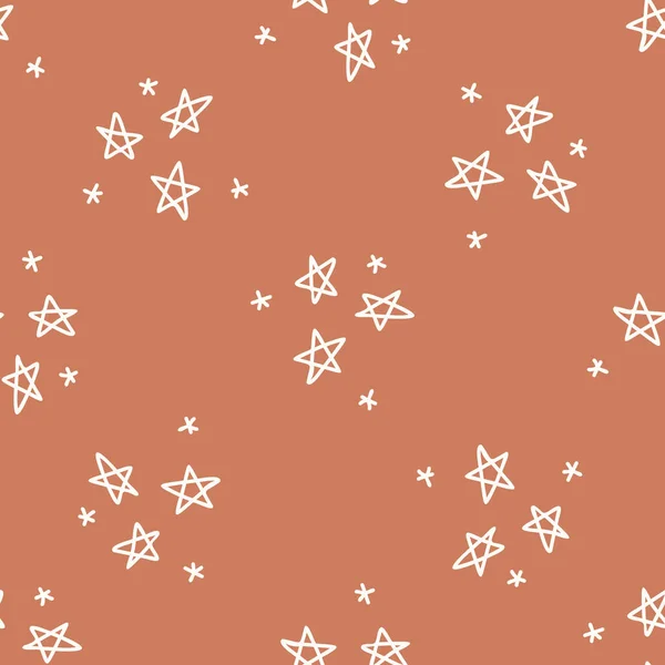 Gender neutral star seamless vector background. Simple whimsical sky two tone pattern. Kids nursery wallpaper or scandi all over print. — Stockvektor