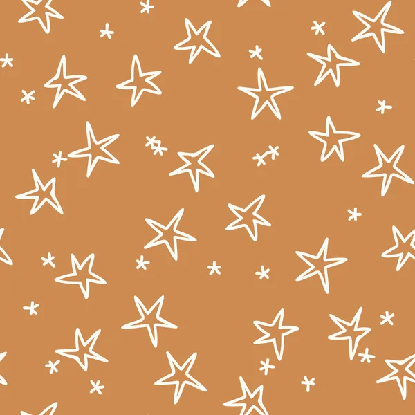 Gender neutral star seamless vector background. Simple whimsical sky two tone pattern. Kids nursery wallpaper or scandi all over print. — 스톡 벡터