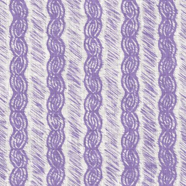 Lavanta çiftliği kırık şerit deseni. Çizgili ülke çizgileri parmak izlerinin üzerine örülmüş. Mor rustik baskılı kumaş efekti. Provence stili, pejmürde ev dekoru kumaşı..