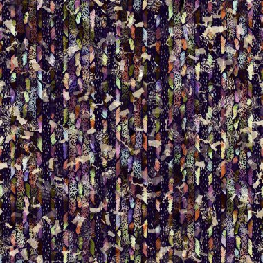 Egzotik renkli boho çizgili çizgi izi. Kusursuz sonbahar karanlık zemini detaylı tekrarlama kalıbı. Zarif doğrusal suluboya aralıklı boyalı. Yumuşak döşeme kumaşı veya kış modası tekstili.