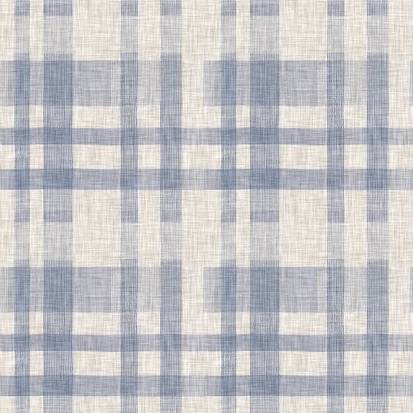 Ferme française tissé bleu carreaux vérifier motif de lin sans couture. Rustique ton campagne cuisine gingham effet tissu. Tartan cottage 2 tons gris fond matière texture. — Photo