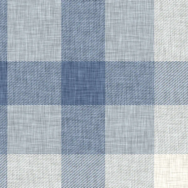 Farmhouse blue plaid seamless pattern. Vintage style twill all over print for tweed wallpaper design. — Stock Photo, Image