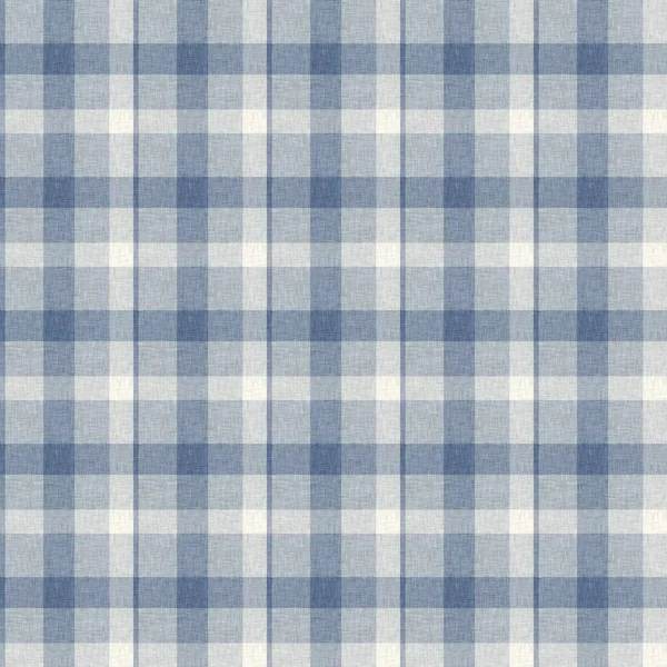 Französisches Bauernhaus gewebt blau karierten karierten nahtlosen Leinenmuster. Rustikaler Ton Landhausküche karierter Stoffeffekt. Tartan Hütte 2 Ton grau Hintergrund Material Textur. — Stockfoto