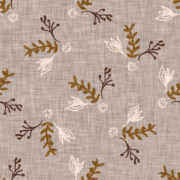 Kusursuz keten karalama çiçek desenli arka plan. Sakin boho dünya renginde duvar kağıdı. Basit modern skandi unisex çiçek tasarımı. Her yerde organik, çocuksu, cinsiyetsiz, tarafsız bir bebek var. El çizimi.