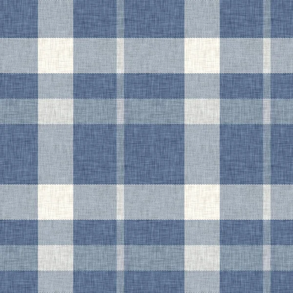 Casa de fazenda francesa tecido azul xadrez verificar padrão de linho sem costura. Rústico tonal país cozinha gingham tecido efeito. Tartan cottage 2 tom cinza fundo material textura. — Fotografia de Stock