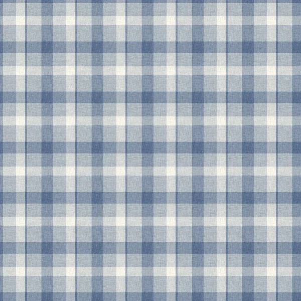 Fransk bondgård vävd blå rutig kontrollera sömlösa linne mönster. Rustik tonal land kök gingham tyg effekt. Tartan stuga 2 ton grå bakgrund material struktur. — Stockfoto