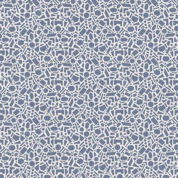French blue irregular mottled linen seamless pattern. Tonal country cottage style abstract speckled background. Simple vintage rustic fabric textile effect. Primitive texture shabby chic cloth. — Stock Photo, Image