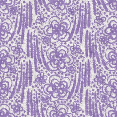 Lavanta rengi Fransız çiftlik evi çiçekli keten kumaş arka plan. Her tarafı leylak desenli. Provence pejmürde, şık tekstil kumaş kumaş kumaş kumaşı için basılmış kumaş efekti.