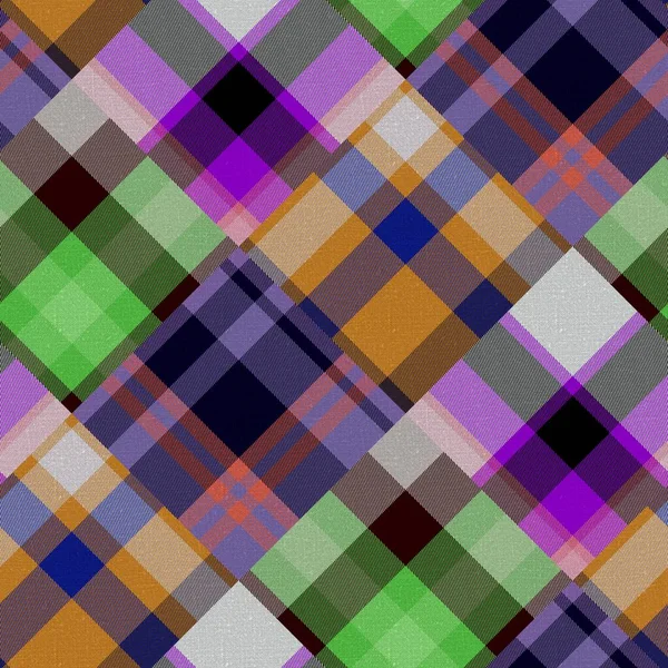 Diagonalny wzór bawełniany w kratę. Płynne pikowanie tkaniny efekt len sprawdzić tło. — Zdjęcie stockowe