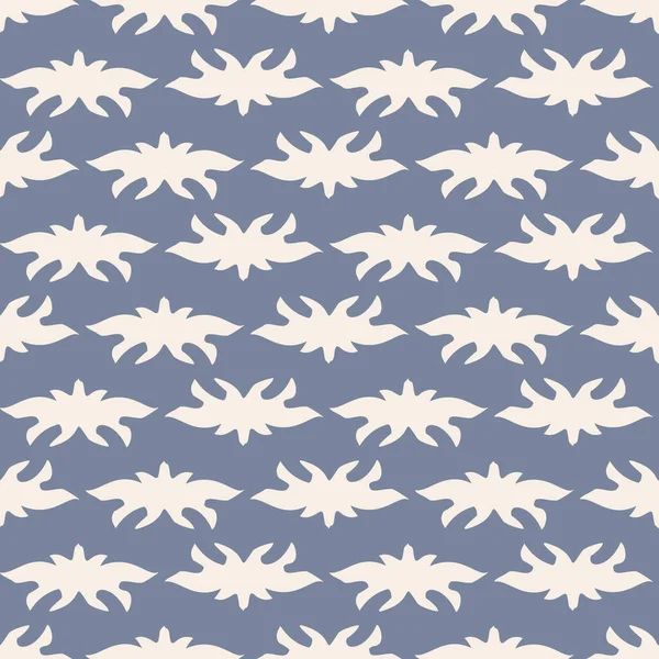 Francia kék botanikus levél vászon zökkenőmentes minta 2 tónusú vidéki ház stílusú motívum. Egyszerű vintage rusztikus textil hatás. Primitív modern kopott elegáns konyhai ruha design. — Stock Vector