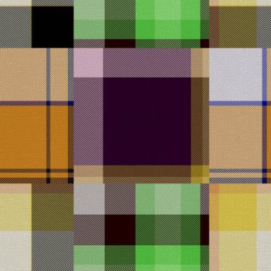 Kusursuz madras yama desenli ekose pamuk deseni. Tablolanabilir örtü kumaş efekti keten kontrolü arka planı. 