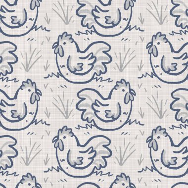Çiftlik evi, mavi tavuk, keten kumaş, kusursuz desen. Tonal Fransız kır evi tarzı çiftlik hayvanı geçmişi. Basit bir kırsal kumaş tekstil etkisi. Şekil verilmiş doğa, pejmürde, şık mutfak örtüsü..