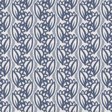 İki tonluk kır evi tarzı botanik motifli Fransız mavisi keten desenli. Basit bir kırsal kumaş tekstil etkisi. İlkel, modern, pejmürde, şık tasarım..