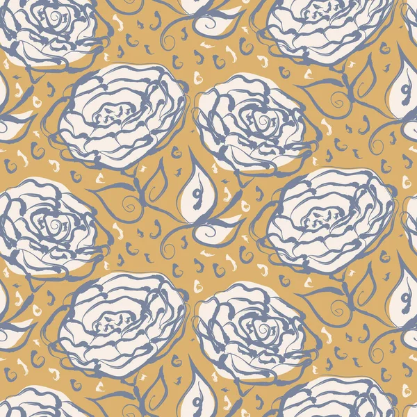 Französisch gelb blau Blumen Leinen nahtloses Muster mit 2 Ton Landhaus Stil botanisches Motiv. Einfache Vintage rustikalen Stoff Textil-Effekt. Primitives modernes Shabby Chic Design. — Stockvektor