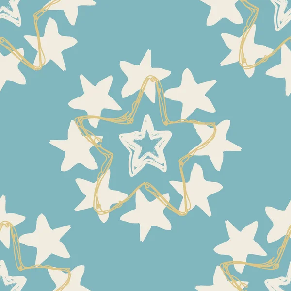 Gender neutral sleepy star seamless vector background. Simple whimsical romantic 2 tone pattern. Kids nursery wallpaper or scandi all over print. — Stock Vector