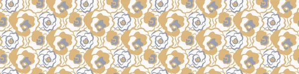 Patrón sin costura de lino floral azul francés con motivo botánico de estilo casa de campo de 2 tonos. Efecto textil rústico vintage simple. Primitivo moderno diseño chic shabby. — Vector de stock