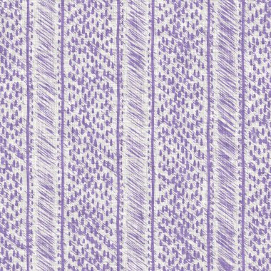 Lavanta çiftliği kırık şerit deseni. Çizgili ülke çizgileri parmak izlerinin üzerine örülmüş. Mor rustik baskılı kumaş efekti. Provence stili, pejmürde ev dekoru kumaşı..
