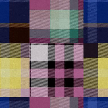 Kusursuz madras yama desenli ekose pamuk deseni. Tablolanabilir örtü kumaş efekti keten kontrolü arka planı. 