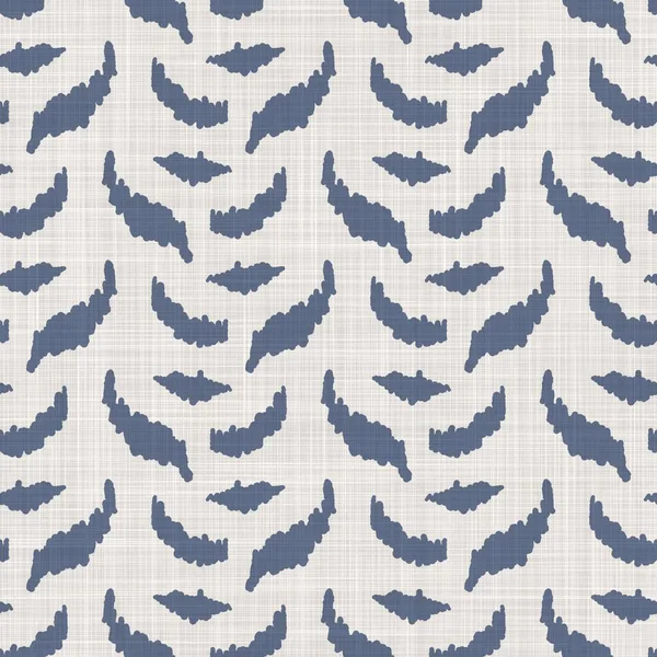 Patrón sin costura de lino motivo garabato azul francés. Tonal estilo de la casa de campo fondo de diseño de garabato abstracto. Efecto textil rústico vintage simple. Primitivo dibujo shabby chic paño. — Foto de Stock