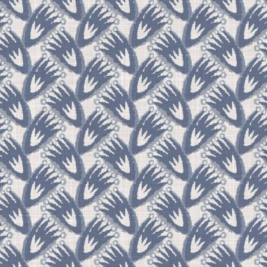 İki tonluk kır evi tarzı botanik motifli Fransız mavisi keten desenli. Basit bir kırsal kumaş tekstil etkisi. İlkel, modern, pejmürde, şık tasarım..