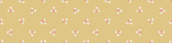 Gender neutral floral seamless vector border. Simple whimsical romantic 2 tone banner. Kids nursery wallpaper or scandi bordur