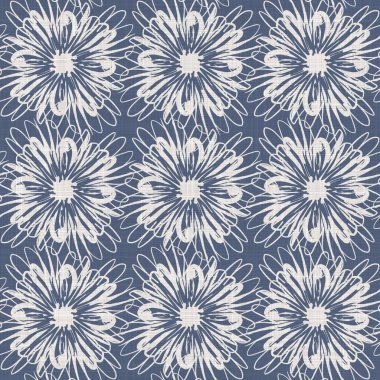 İki tonluk kır evi tarzı botanik motifli Fransız mavisi keten desenli. Basit bir kırsal kumaş tekstil etkisi. İlkel, modern, pejmürde, şık tasarım..