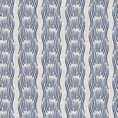 Kusursuz Fransız kırsal mutfak çizgili kumaş deseni. Mavi beyaz dikey çizgili arka plan. Batik Boyası Kaynak Stili Kırsal Örgü Cottagecore Tekstili. 