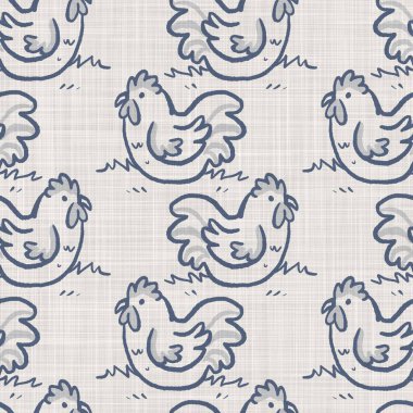 Çiftlik evi, mavi tavuk, keten kumaş, kusursuz desen. Tonal Fransız kır evi tarzı çiftlik hayvanı geçmişi. Basit bir kırsal kumaş tekstil etkisi. Şekil verilmiş doğa, pejmürde, şık mutfak örtüsü..