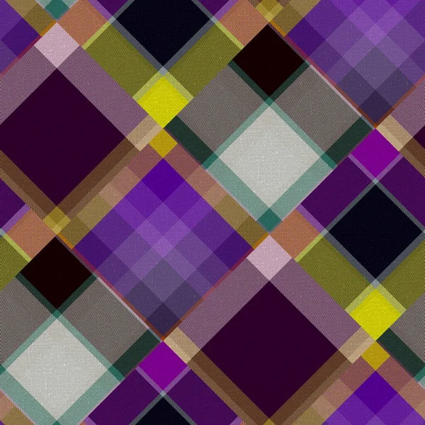 Diagonal madras patchwork καρό βαμβακερό μοτίβο. Απρόσκοπτη παπλώματος υφάσματος επίδραση λινό έλεγχο φόντο. — Φωτογραφία Αρχείου