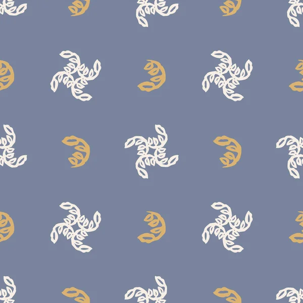 Patrón sin costura de lino motivo garabato azul francés. Tonal estilo de la casa de campo fondo de diseño de garabato abstracto. Efecto textil rústico vintage simple. Primitivo dibujo shabby chic paño. — Vector de stock