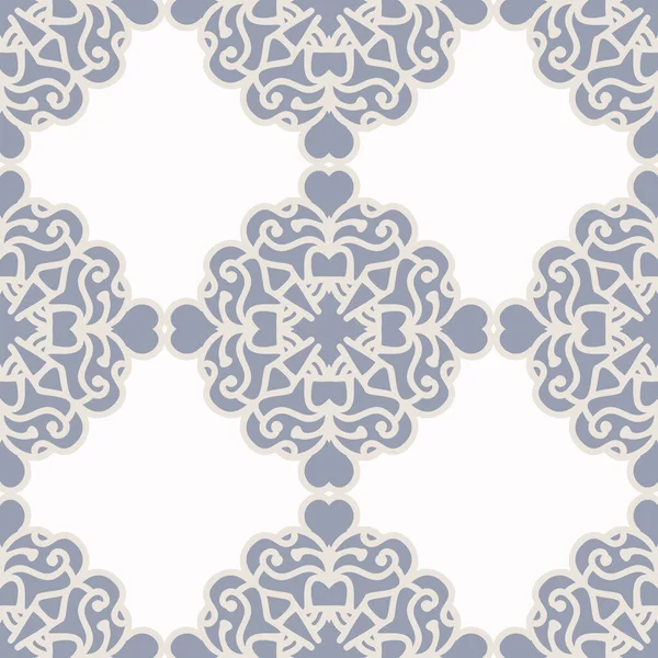 Frans blauw geometrische linnen naadloos patroon. tonale boerderij cottage stijl abstract raster achtergrond. Eenvoudige vintage rustieke stof textiel effect. Primitief modern shabby chique keukendoek ontwerp. — Stockvector