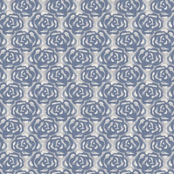 Французький синій нерегулярно строкатий лляний візерунок. Тональний кантрі-котедж абстрактного фону. Простий вінтажний текстильний ефект із сільської тканини. Примітивна текстура, обшарпана шиком.. — стокове фото