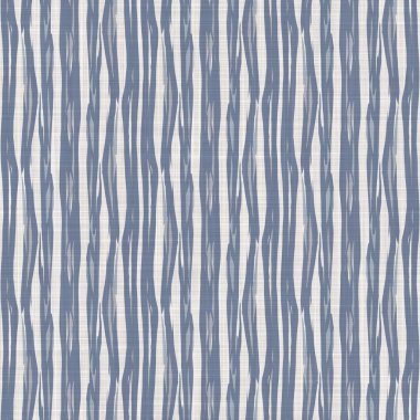 Kusursuz Fransız kırsal mutfak çizgili kumaş deseni. Mavi sarı, beyaz, dikey çizgili arka plan. Batik Boyası Kaynak Stili Kırsal Örgü Cottagecore Tekstili. 