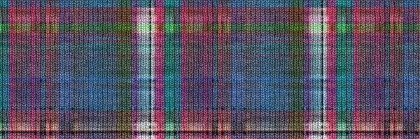 Classic winter tartan knit wol plaid seamless edging border. Latar belakang trim pemeriksa gingham. Woven scottish maskulin tweed efek kerajinan jahitan pita banner. — Stok Foto