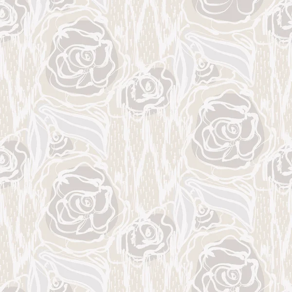 Patrón sin costura de lino floral gris francés con motivo botánico de estilo casa de campo de 2 tonos. Efecto textil rústico vintage simple. Primitivo moderno diseño chic shabby. — Vector de stock