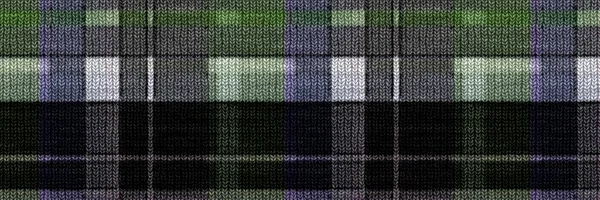 Klassisk vinter tartan stickad ull rutig sömlös kantkant. Retro gingham checker trimma bakgrund. Vävda skotska maskulina tweed stygn hantverk effekt band banner. — Stockfoto